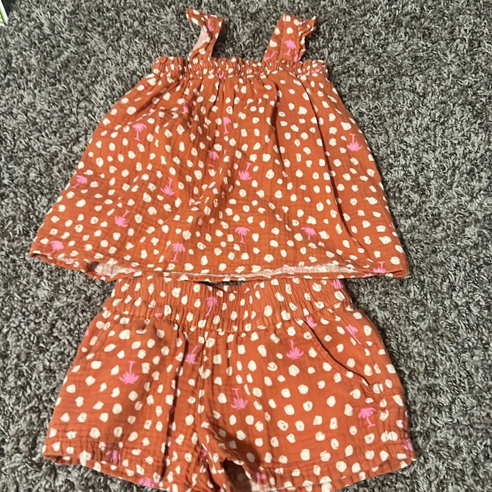 Cat&Jack set of shorts and top orange XS 4/5